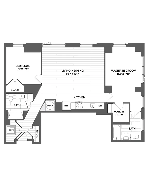 Floor plan 2 Bed/2 Bath Penthouse-PH 2K