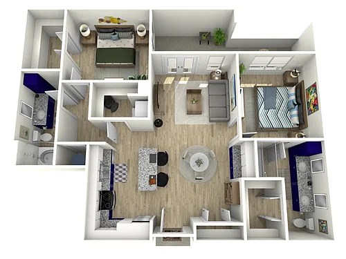 Floor plan 2 Bed, 2 Bath (80% Income Restricted)