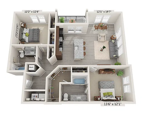 Floor plan Two Bedroom B2B