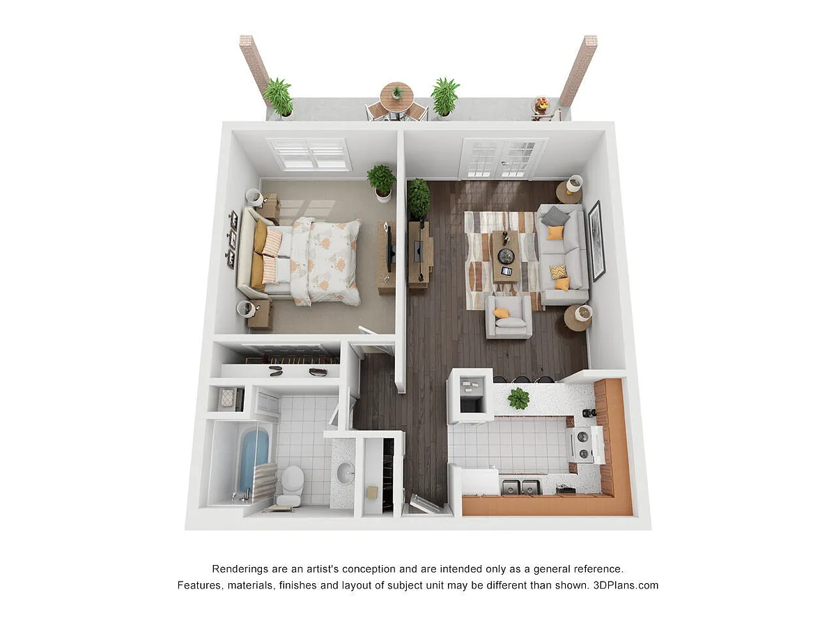 Floor plan 1 Bedroom 1 Bath