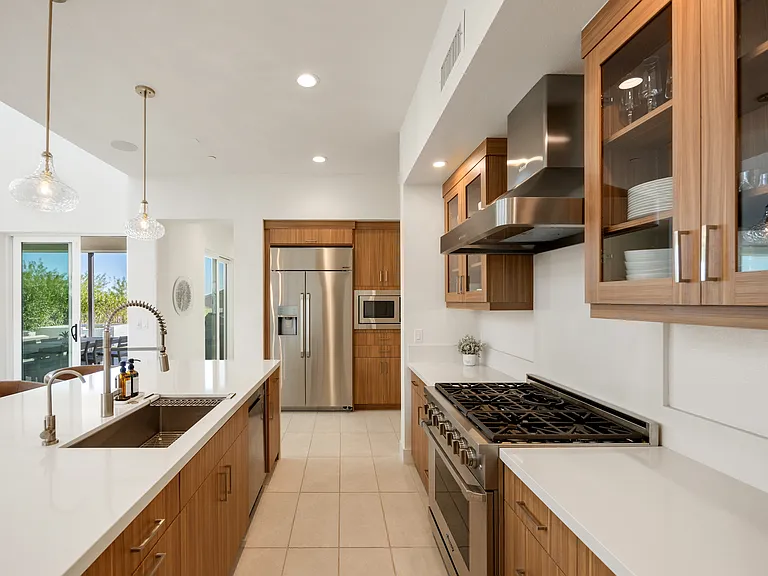 This kitchen is fully stocked with everything you need to cook and serve a meal!
