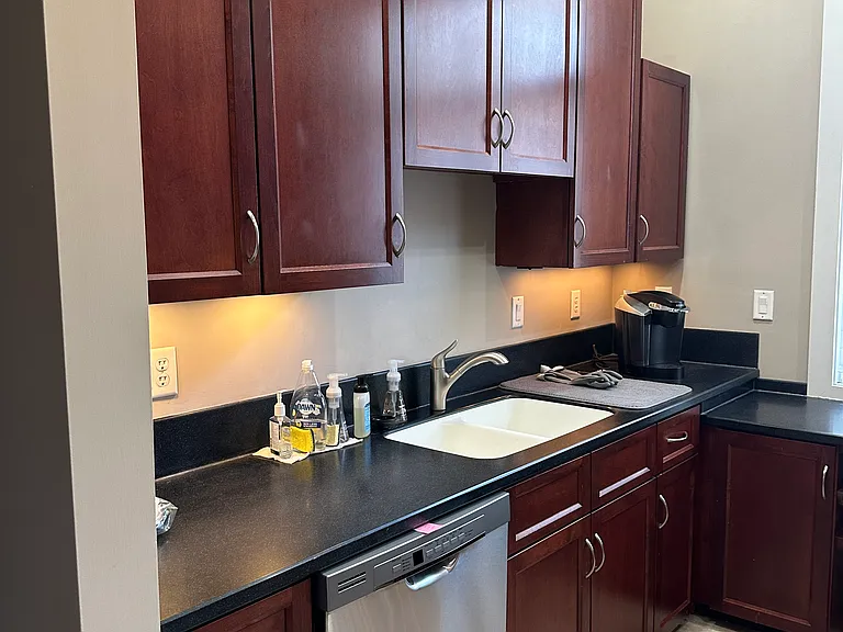 Spacious kitchen with stainless appliances