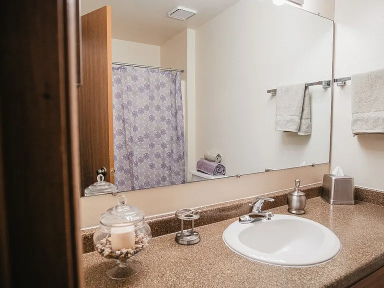 Bathroom with tub and shower