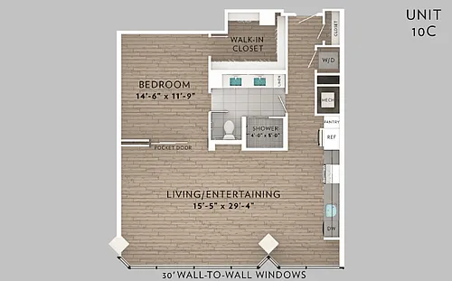 Floor plan 10C 1 Bed 1 Bath