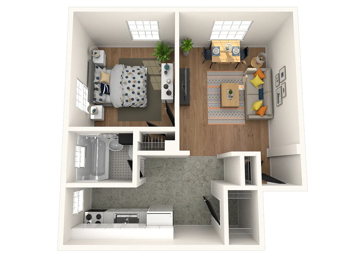 Floor plan One Bedroom Courtyard