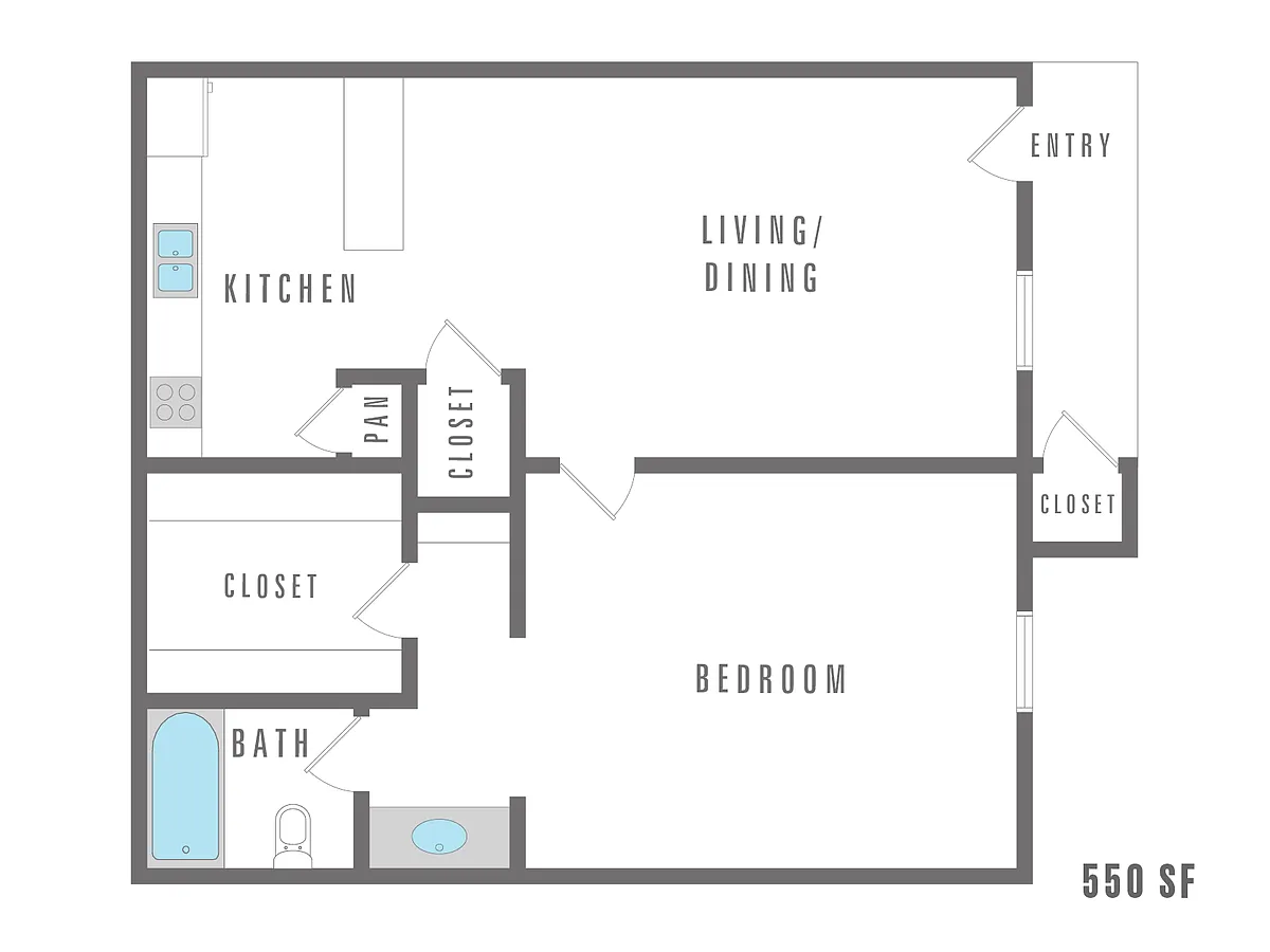 Floor plan 1 Bedroom 1 Bath