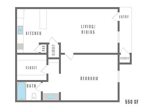Floor plan 1 Bedroom 1 Bath