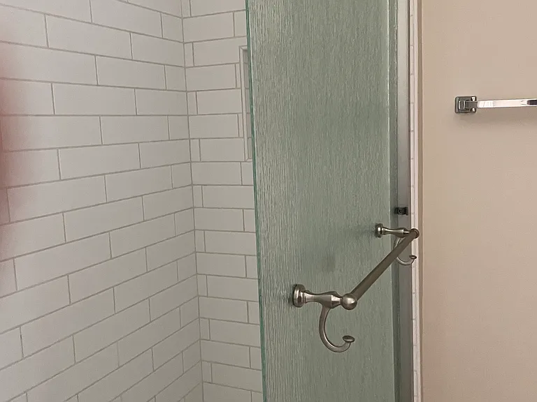 Brand new subway tile in master bathroom.