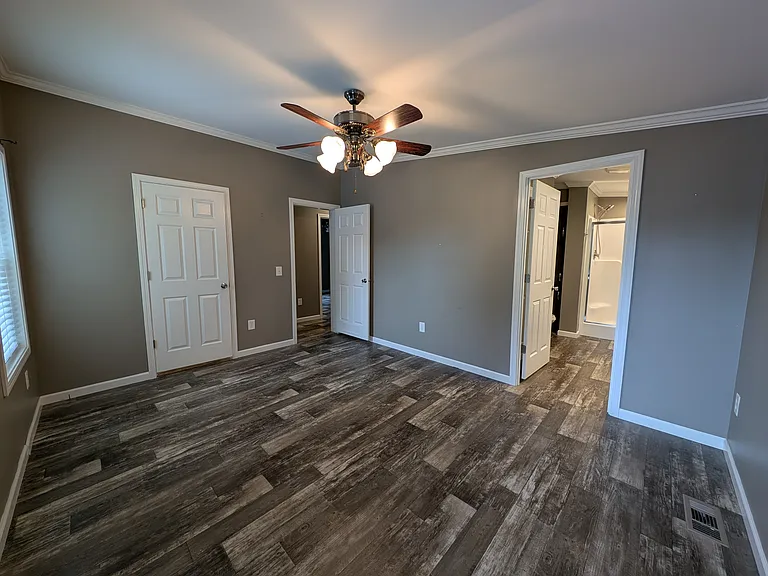 Alternate view, left off hallway past common bath. left door is closet and right door is master bath