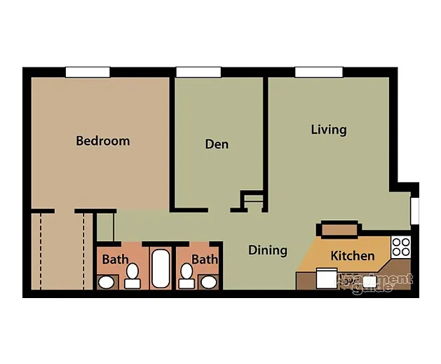 Floor plan 1 BR with Den