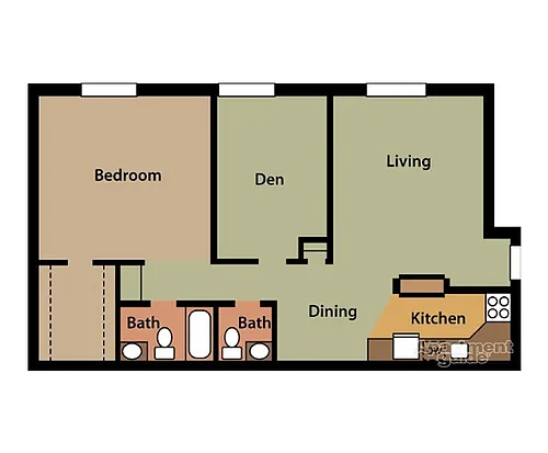 Floor plan 1 BR with Den