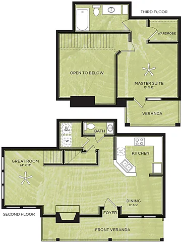 Floor plan A14: 1 Bed 1 Bath