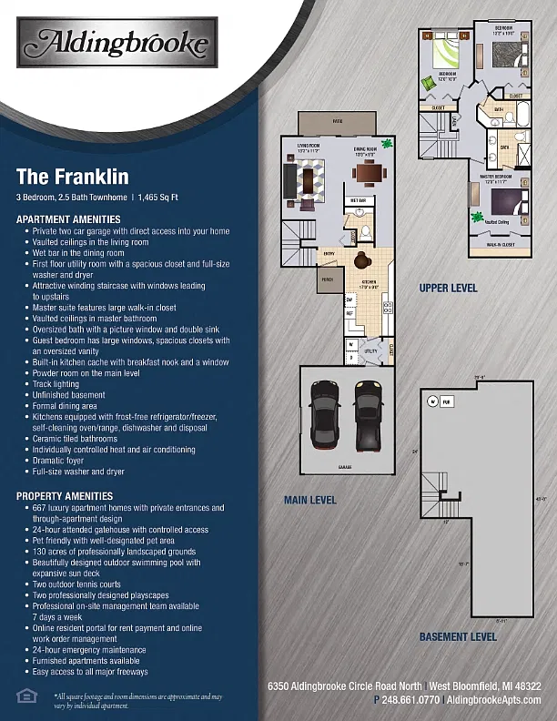 Floor plan Franklin - includes a 2 car attached garage
