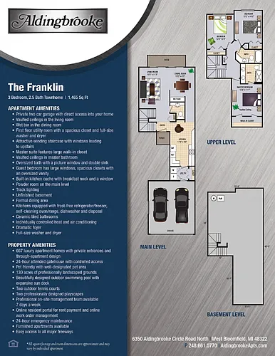 Floor plan Franklin - includes a 2 car attached garage