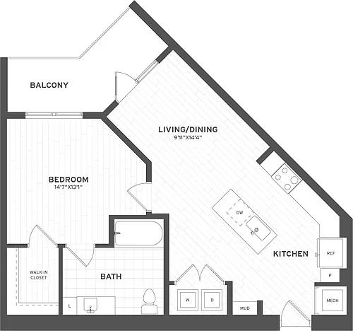 Floor plan 1 Bed/1 Bath ADA-A1.2A