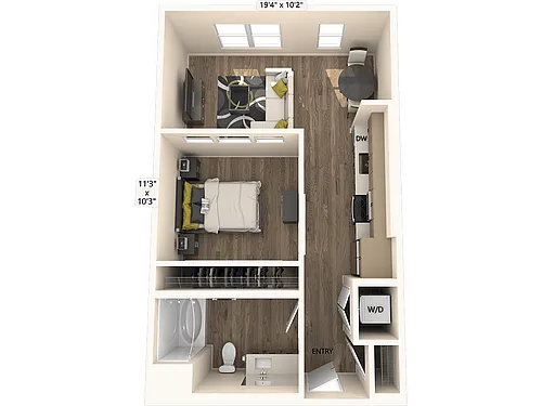 Floor plan S1-FinishII-624sf-1053