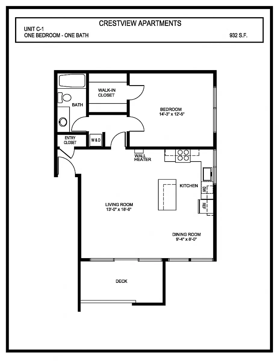 Floor plan Plan C1:Washer and Dryer
