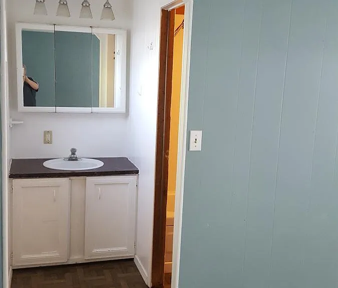 Master vanity and entrance to bath/toilet