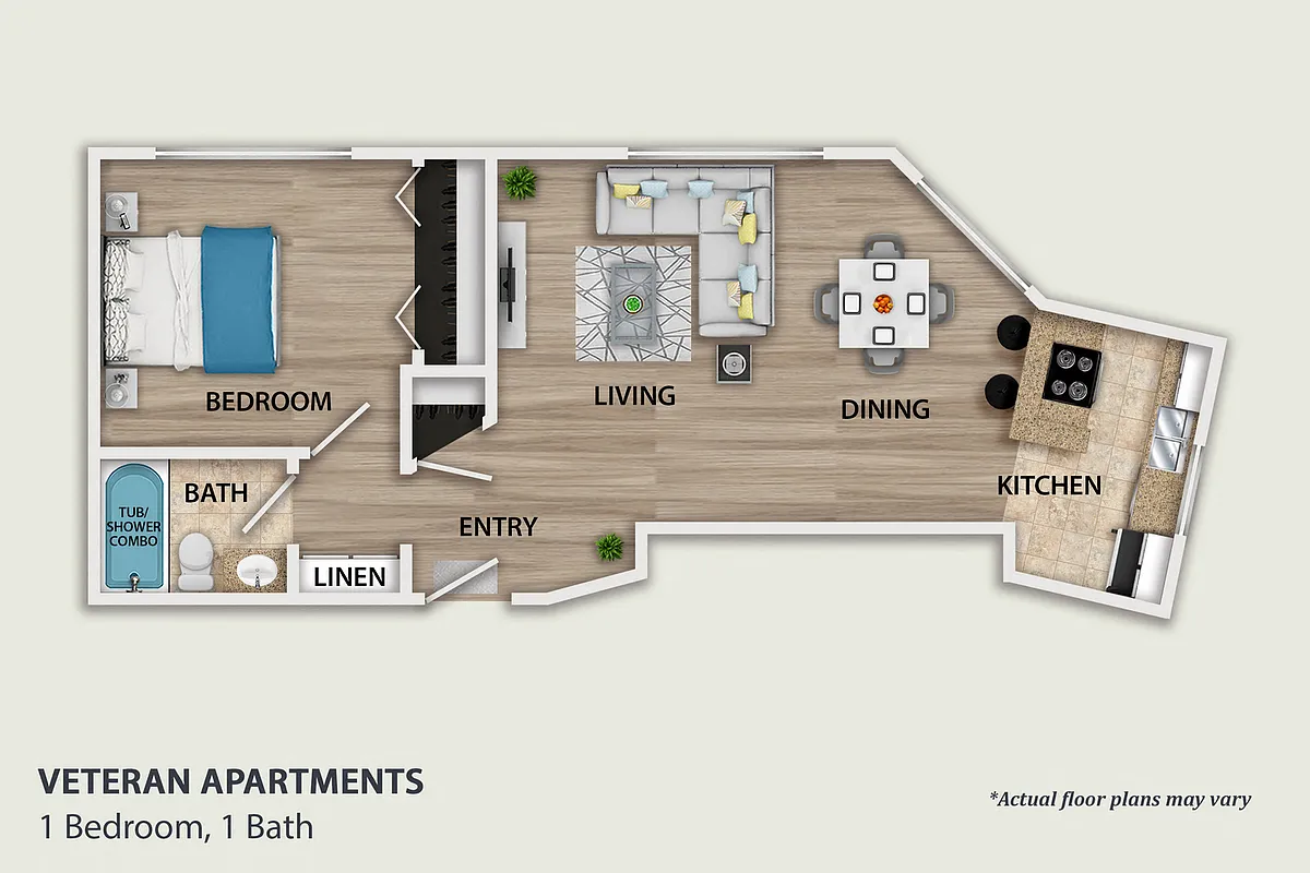 Floor plan 1 Bedroom, 1 Bath