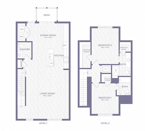 Floor plan TB1 | 2 Bed | 2.5 Bath