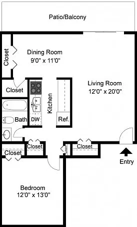 One bedroom floor plan One bedroom floor plan