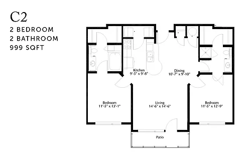 Floor plan C2r Two Bedroom Renovated