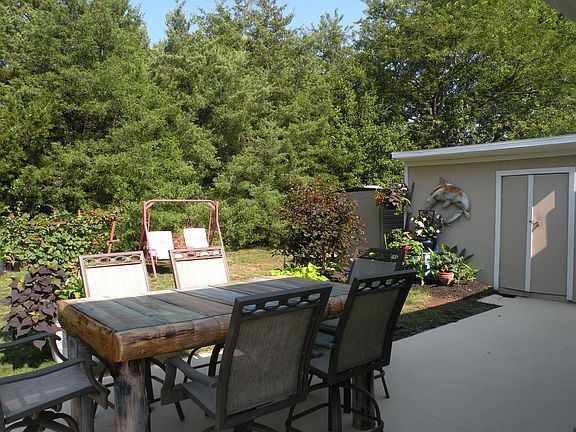 private backyard with shed