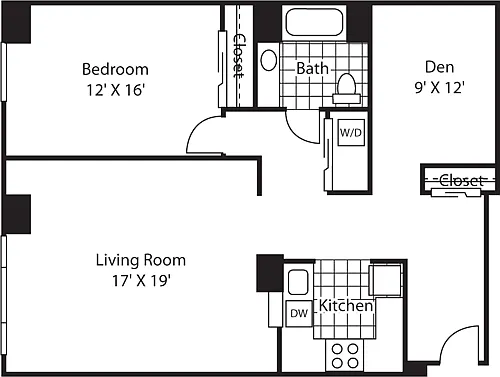 Floor plan One Bedroom 1293