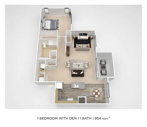 Floor plan One Bedroom w/ Den