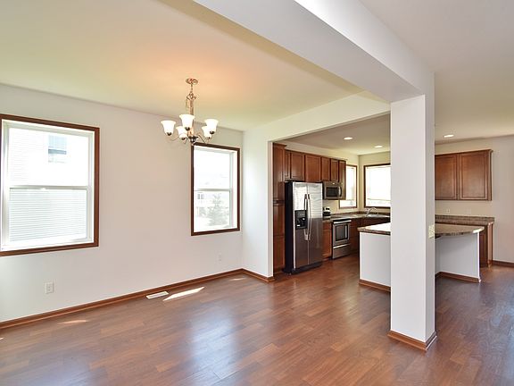 Dining area leads to kitchen