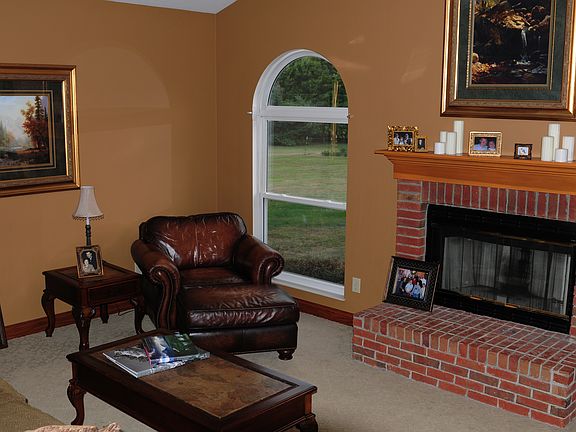 family room with fireplace