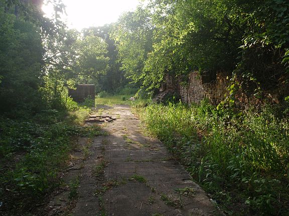 Path with rock wall