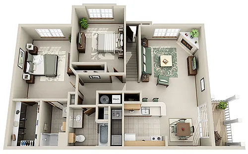 Floor plan B3W (Walk-Up)