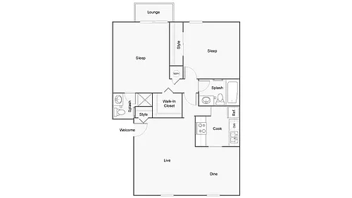 Floor plan 2 Bed 2 Bath