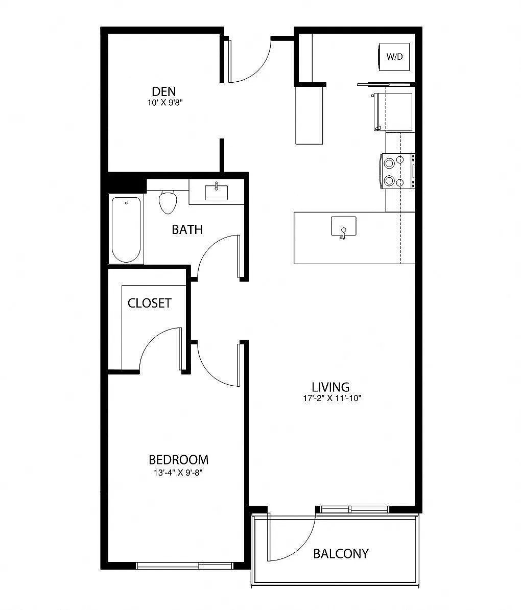 Floor plan 1x1 + Den D1