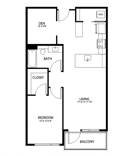 Floor plan 1x1 + Den D1