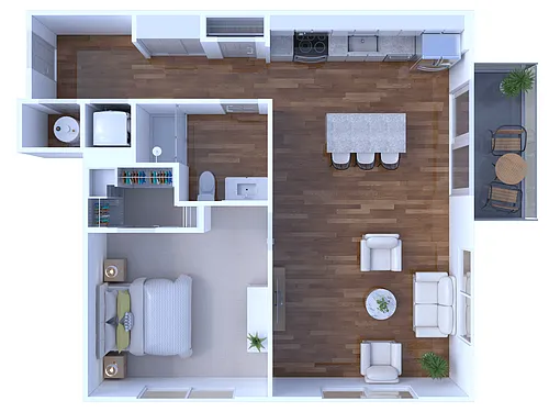 Floor plan 1 Bedroom/1 Bathroom - C5