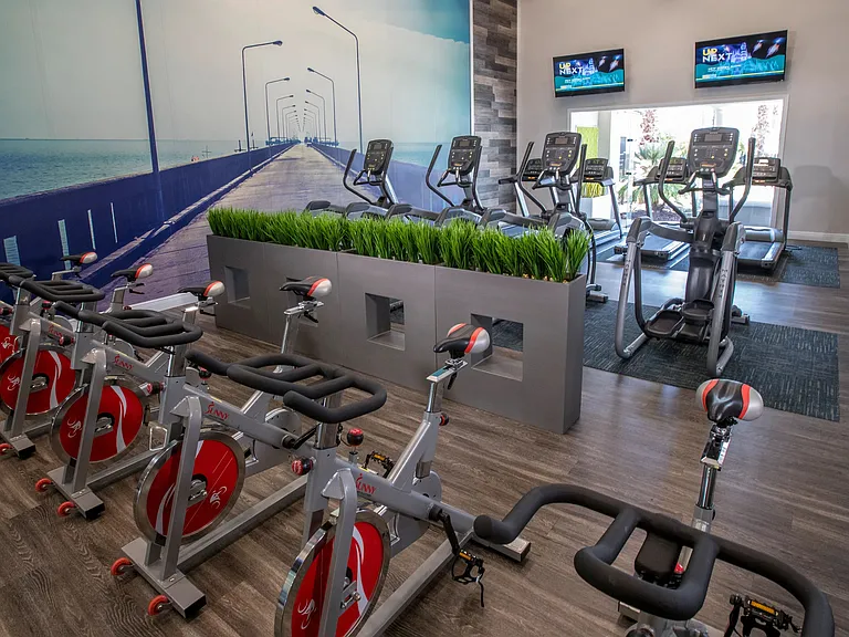 Spin into an active and vibrant lifestyle at Banyan Bay's fitness center, featuring spinning bikes and cutting-edge cardio equipment for your health and vitality.