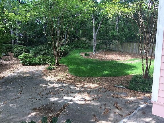 Large wooded backyard