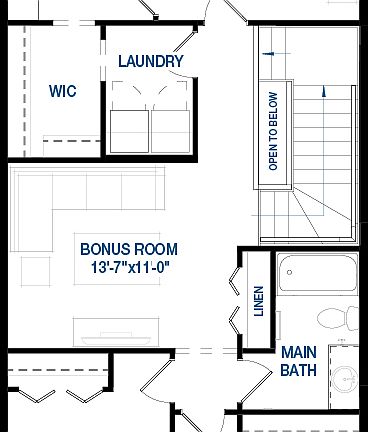 A blackline drawing of the Rundle 22 upper floor floor plan by Brookfield Residential in Edmonton.