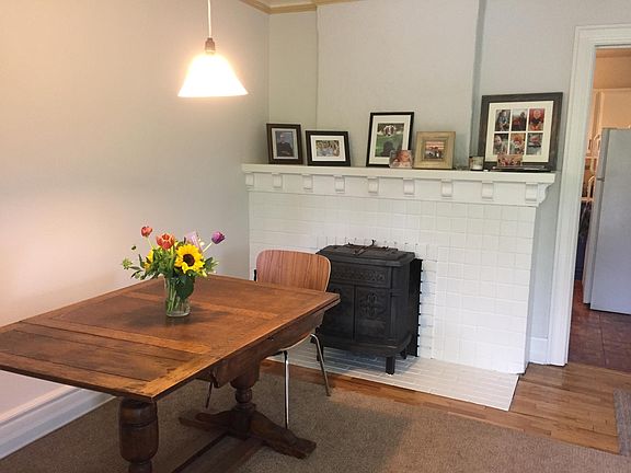 Dining area with fireplace