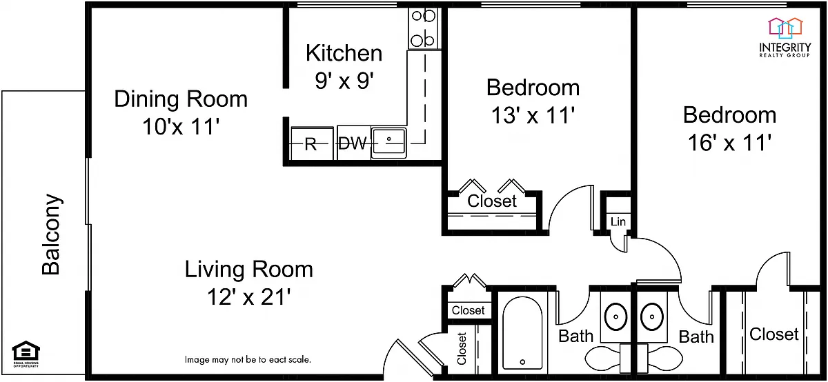 Floor plan 2 Bedroom 1.5 Bath