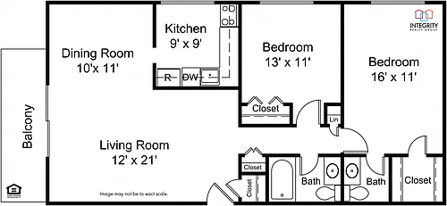 Floor plan 2 Bedroom 1.5 Bath