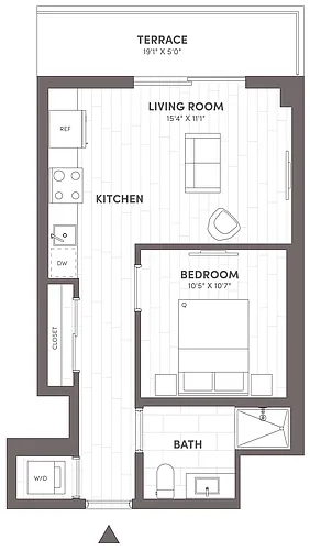 Floor plan Junior One Bedroom-A1