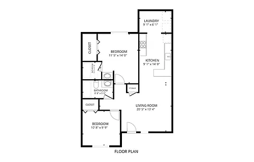 Floor plan 2 Bedroom - 2 Bathroom