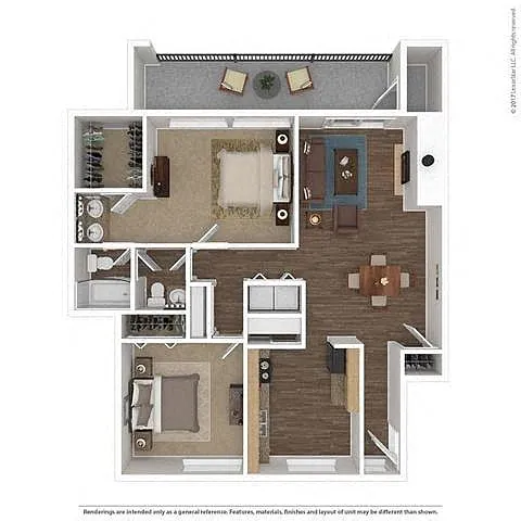 Floor plan 2 Bed 1.5 Bath - Henley