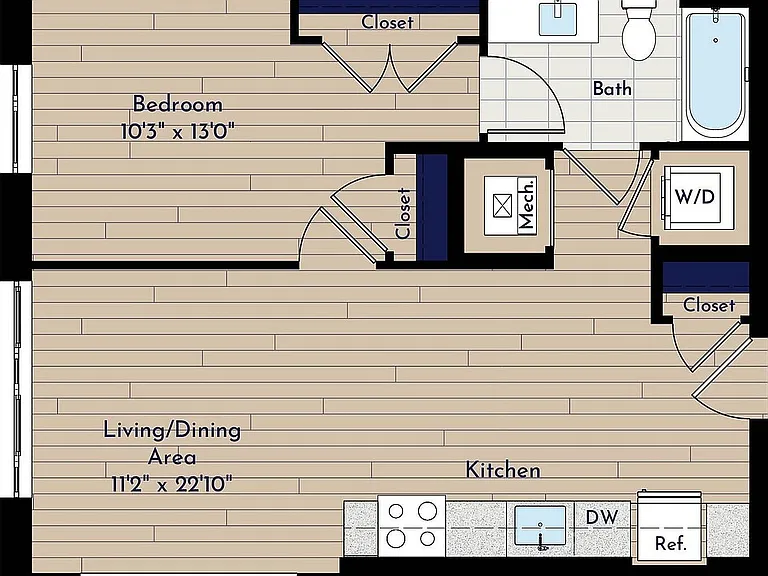 A 1BR-A1.5 One Bedroom Floor Plan A 1BR-A1.5 One Bedroom Floor Plan