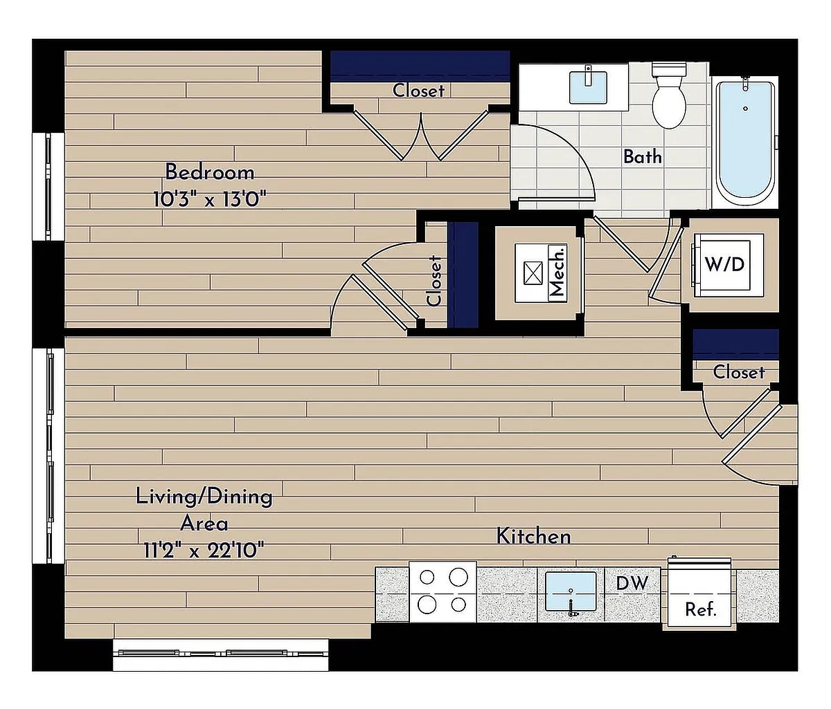Floor plan A 1BR-A1.5