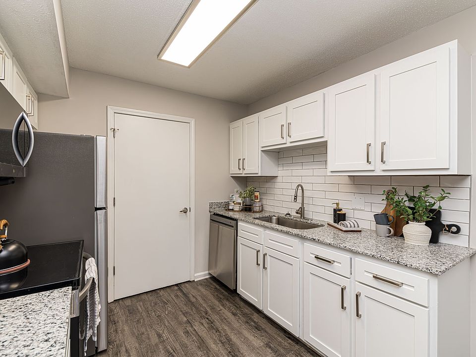 Kitchen with granite counters and modern cabinetry