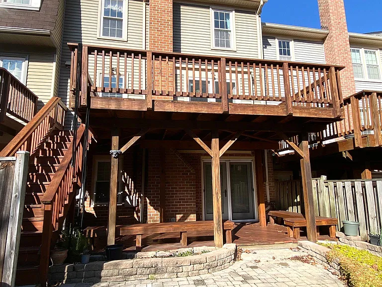 two level deck and backyard